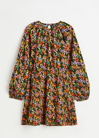 Комбинированное повседневный платье из крепа с вырезом H&M с цветочным принтом