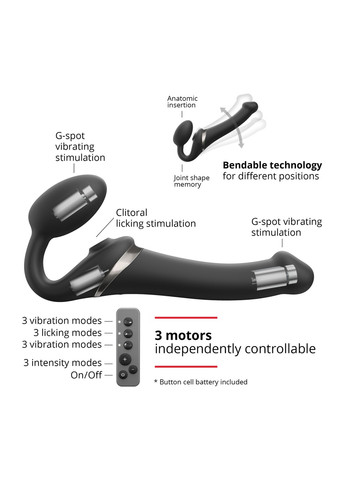 Безремневой вибрострапон с вакуумной стимуляцией MULTI ORGASM Black XL, регулируемый Strap-On-Me (258470852)